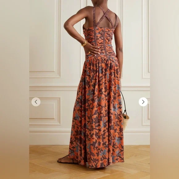 Anya open-back ruched floral-print silk-crepe maxi dress - Picture 2 of 11